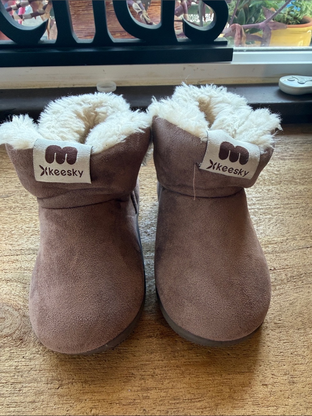 Keesky toddlers Brown Faux-Suede Winter Boots with Sherpa Lining